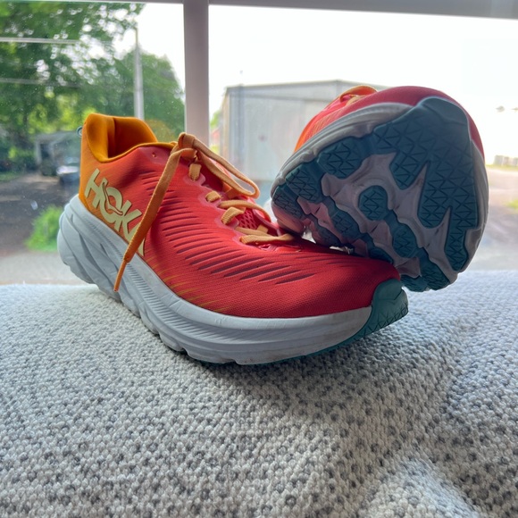 ✨EUC✨ Hoka Rincon 3 Camellia/Radiant Yellow Women's Running Shoes - Picture 7 of 13